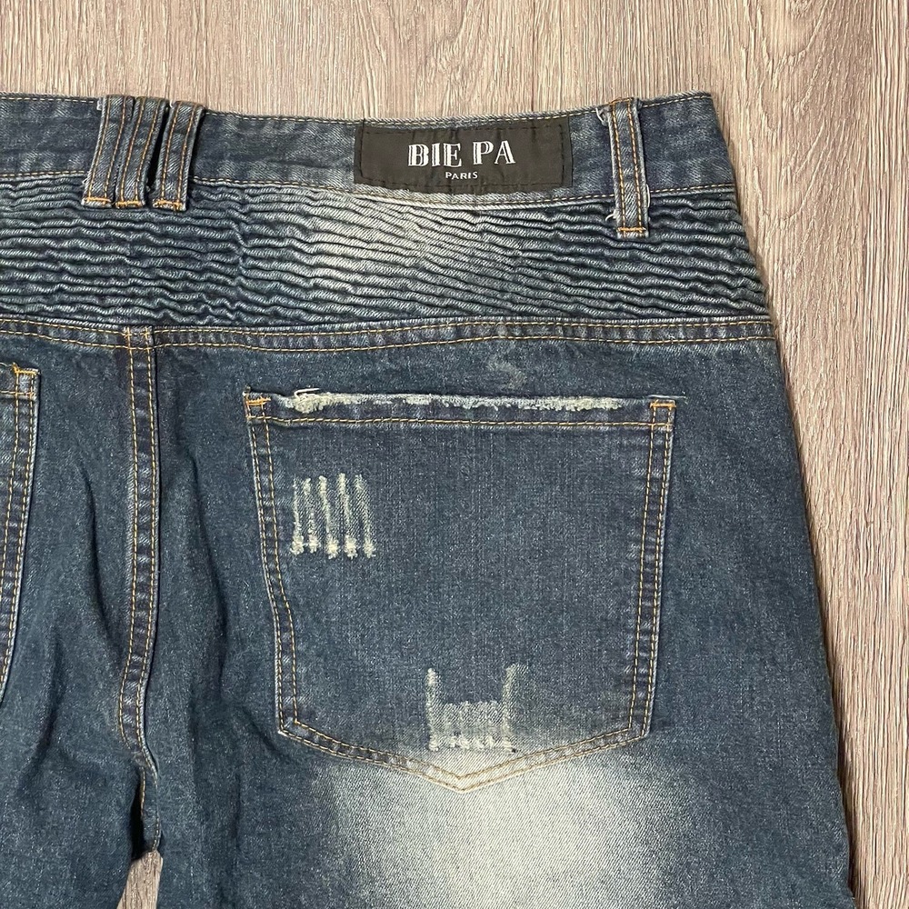 Biepa Jeans Mens‎ Size 42x31 Distressed Grafitti Moto Bike Patches Paris Grunge - Picture 6 of 7